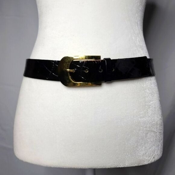 Vintage Morris Moskowitz Black Patent Leather belt - Picture 1 of 16